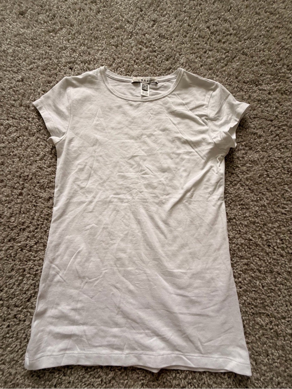 Mango Women's White Short Sleeve Crewneck Tee